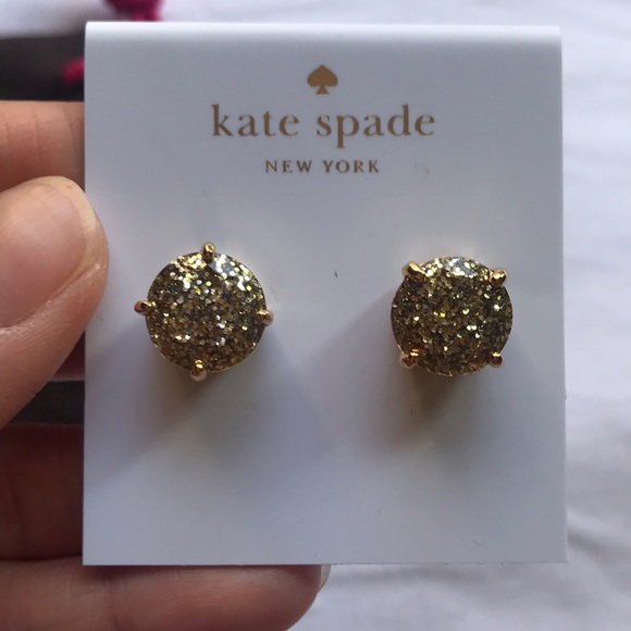 Gold glitter Kate Spade Gumdrop earrings - Picture 2 of 4